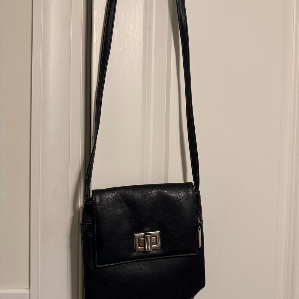 Giannini Faux Leather Crossbody Bag with Silver Turn-Lock